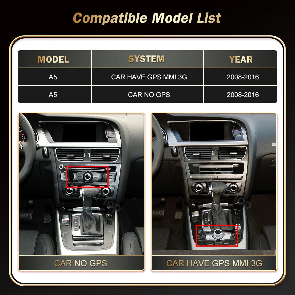 Audi A4 A5 2009-2015 Wireless CarPlay Android Auto Touch Screen