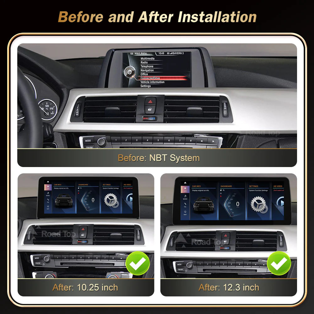 BMW Wireless CarPlay Android Auto Multimedia Screen for NBT OS Series 1/2/3/4 2012-2014