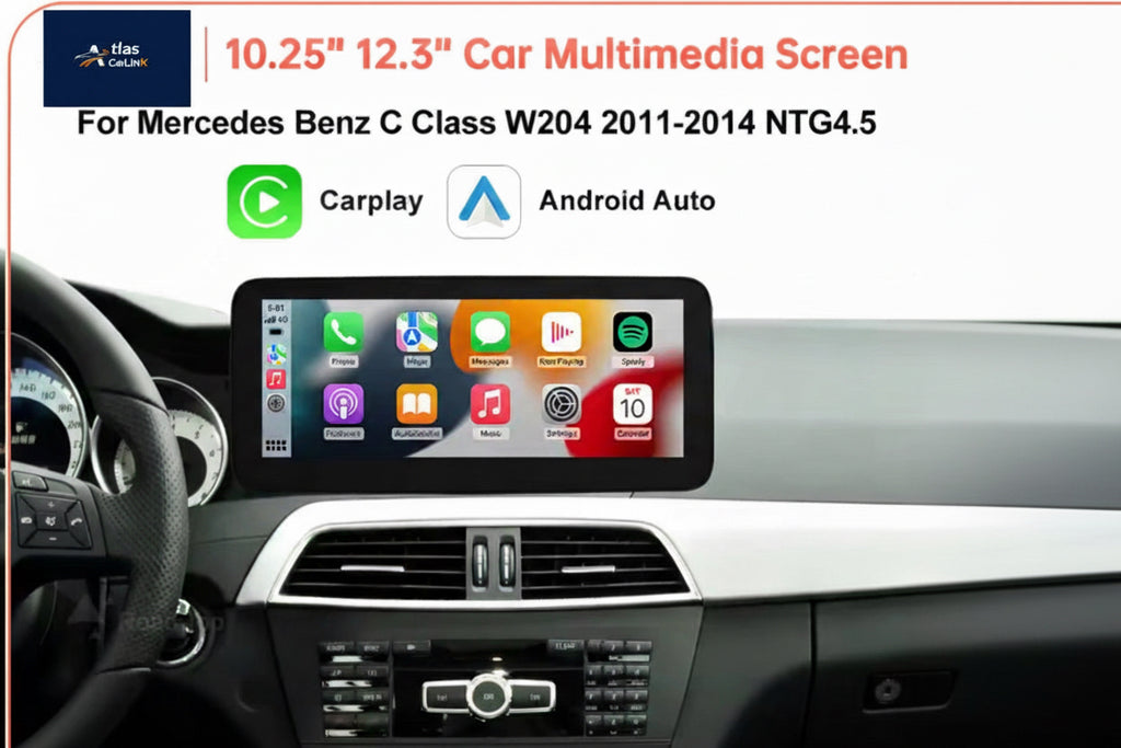 Mercedes Benz Wireless CarPlay Android Auto Multimedia Screen for NTG 4.5/ 4.7 Class W204 2011-2014
