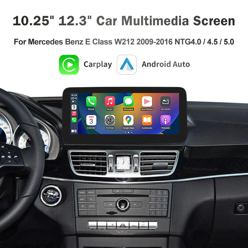 Wireless CarPlay Android Auto Touch Screen for Mercedes‑Benz E Class (2009‑2016)
