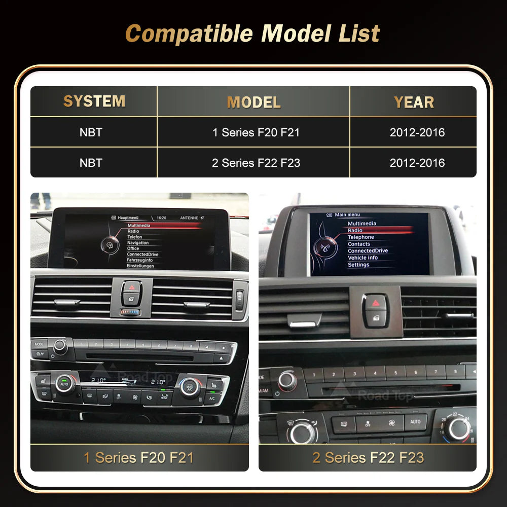 BMW Wireless CarPlay Android Auto Multimedia Screen for NBT OS Series 1/2/3/4 2012-2014