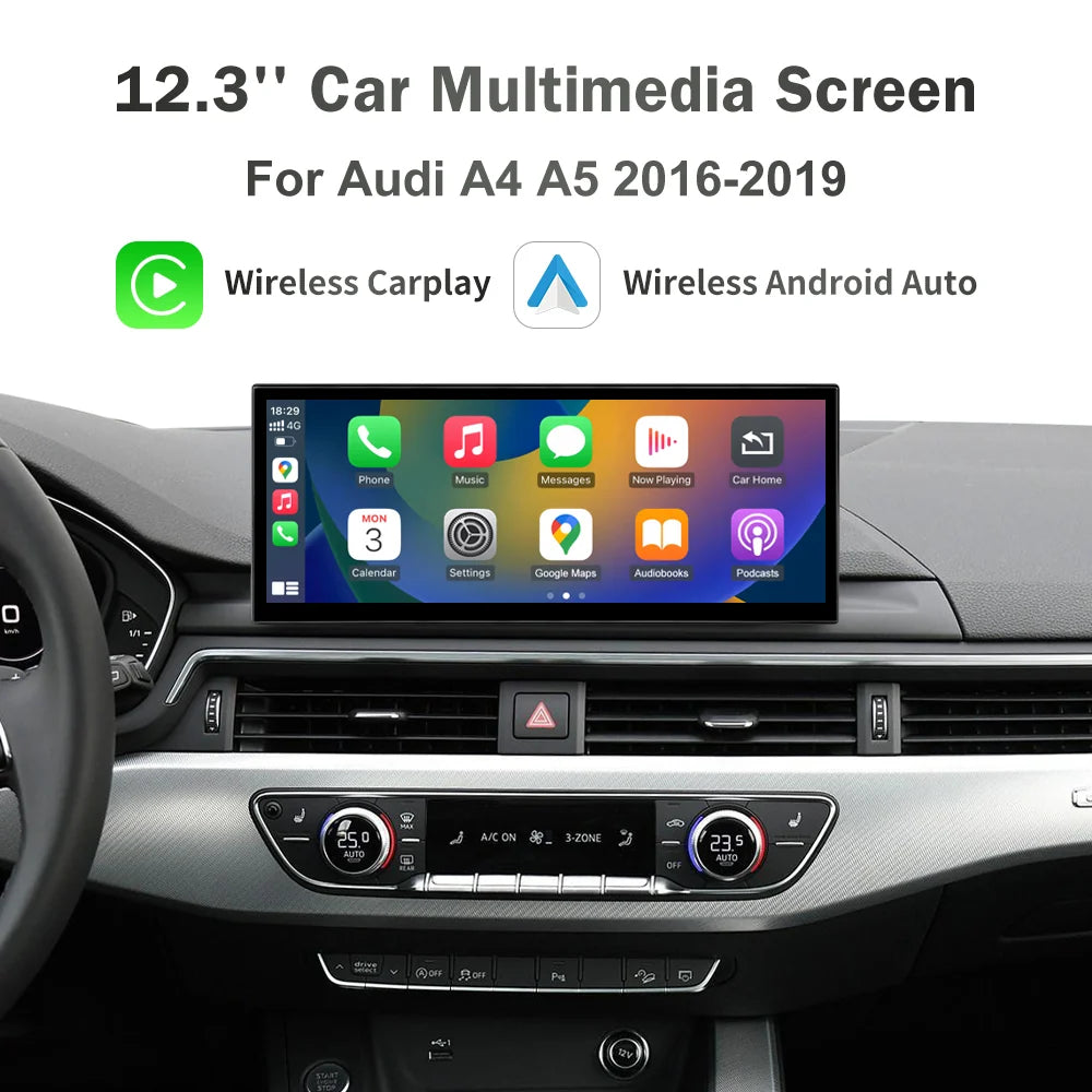 Touch Screen Display For Audi A4 A5 2016-2019 B9 — Wireless CarPlay/Android Auto(LowEnd)