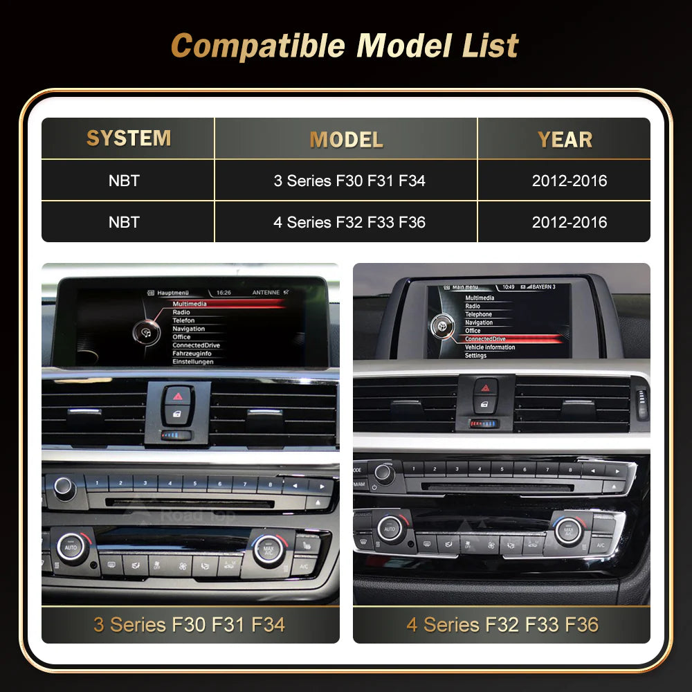 BMW Wireless CarPlay Android Auto Multimedia Screen for NBT OS Series 1/2/3/4 2012-2014