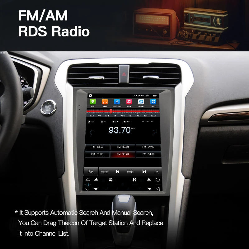 Ford Mondeo & Fusion MK5 12.1'' inch Tesla  Style Touch Screen Wireless CarPlay/Android Auto