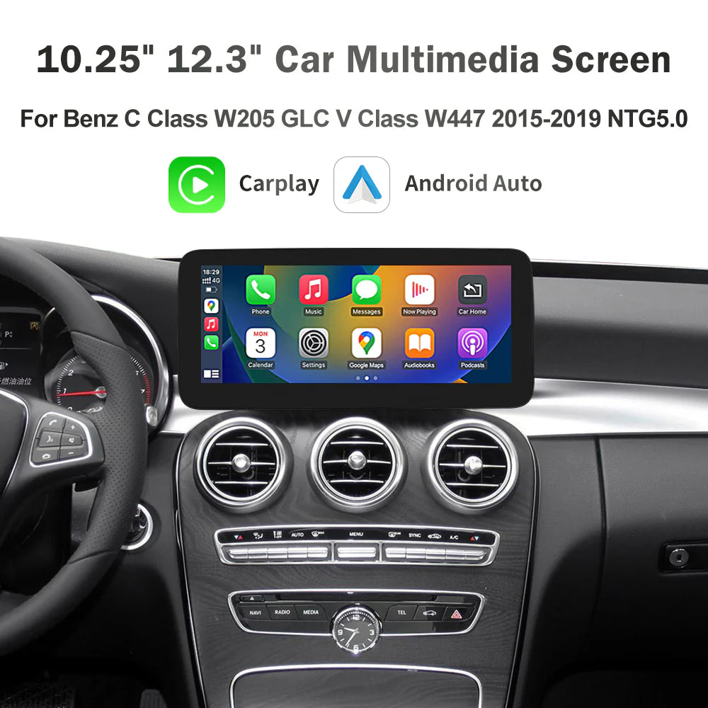 Mercedes Benz Wireless CarPlay Android Auto Multimedia Screen for NTG 5.0 C W205/GLC X253/ GLC C253 Class