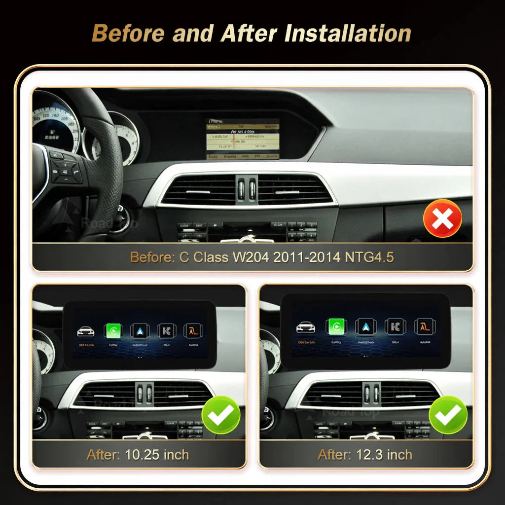 Mercedes Benz Wireless CarPlay Android Auto Multimedia Screen for NTG 4.5/ 4.7 Class W204 2011-2014