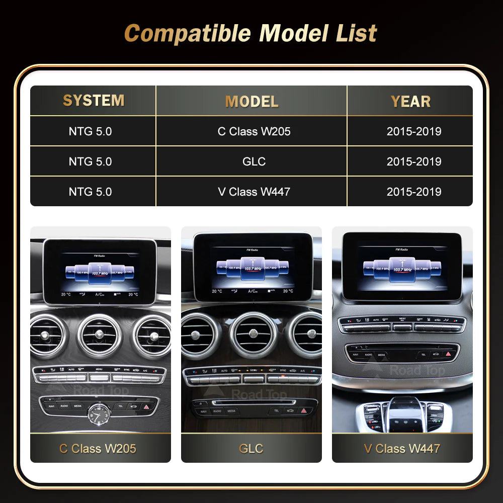 Mercedes Benz Wireless CarPlay Android Auto Multimedia Screen for NTG 5.0 C W205/GLC X253/ GLC C253 Class