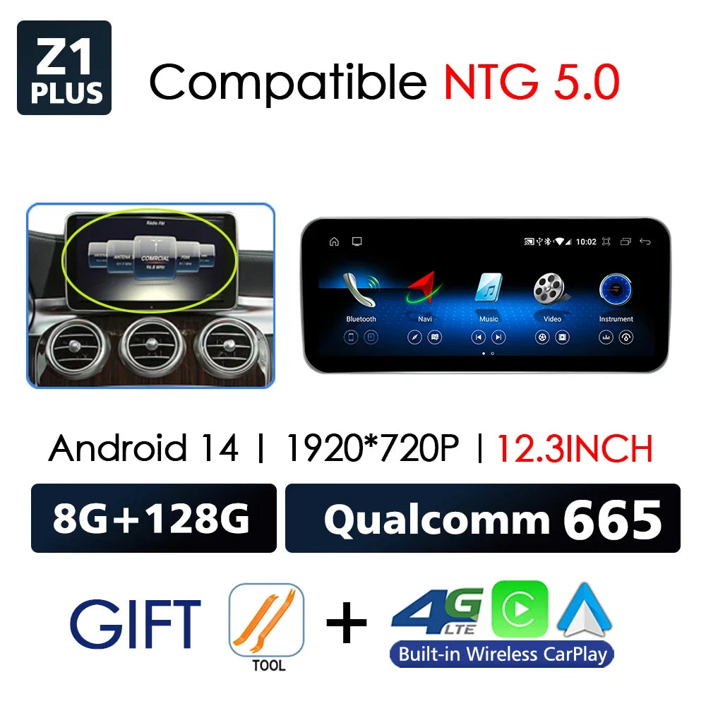 Wireless CarPlay & Android Auto (Android Touch Screen)For Mercedes-Benz C & GLC Class 2014–2019