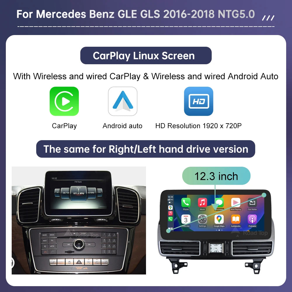 Mercedes Benz GLE & GLS 2016-2018 Wireless CarPlay Android Auto Touch Screen