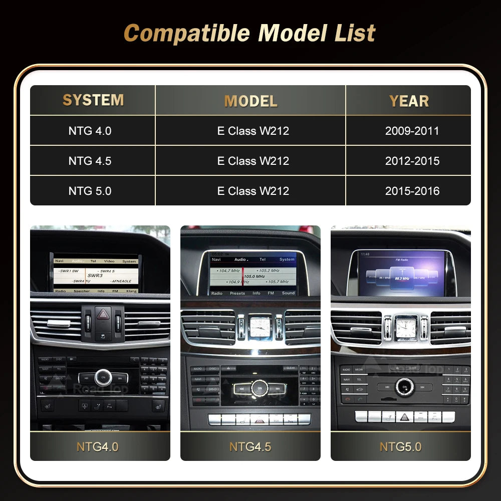 Wireless CarPlay Android Auto Touch Screen for Mercedes‑Benz E Class (2009‑2016)