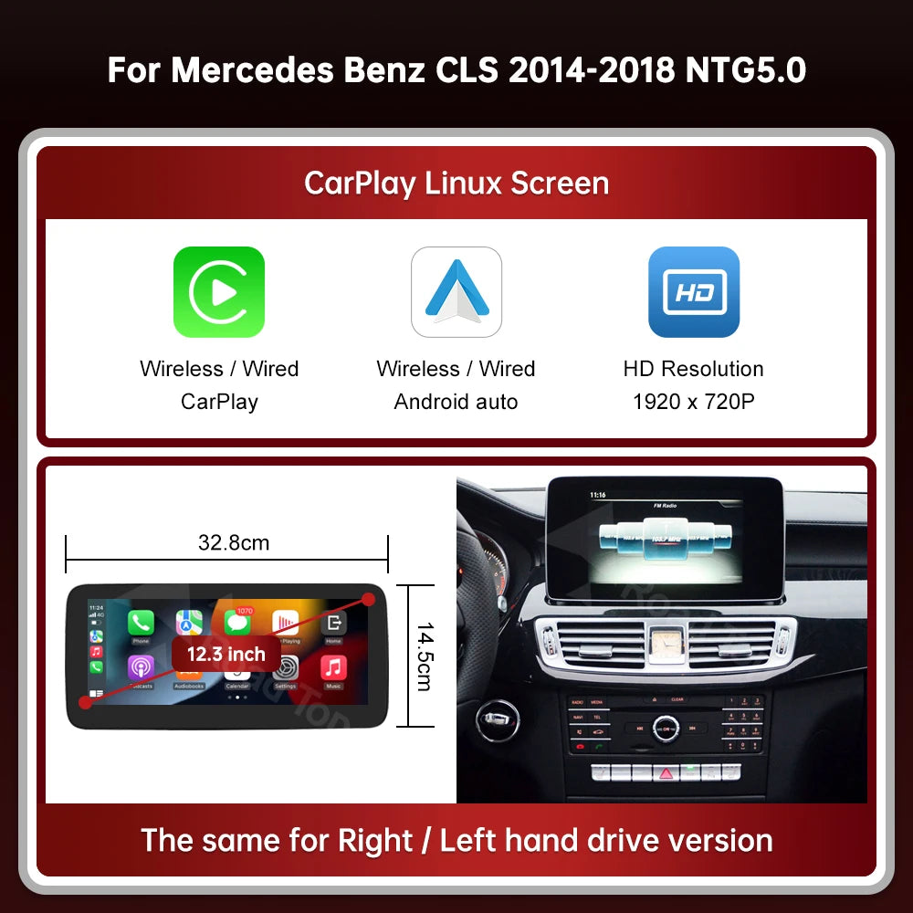 Wireless CarPlay & Android Auto Multimedia Touch Screen
For Mercedes‑Benz CLS W218 (2010–2018)