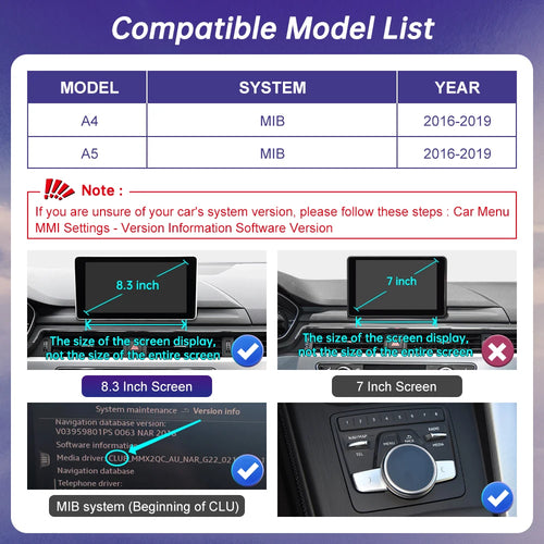 Audi A4/A5 2016-2019 Wireless CarPlay Android Auto Touch Screen (HighEnd MMI)