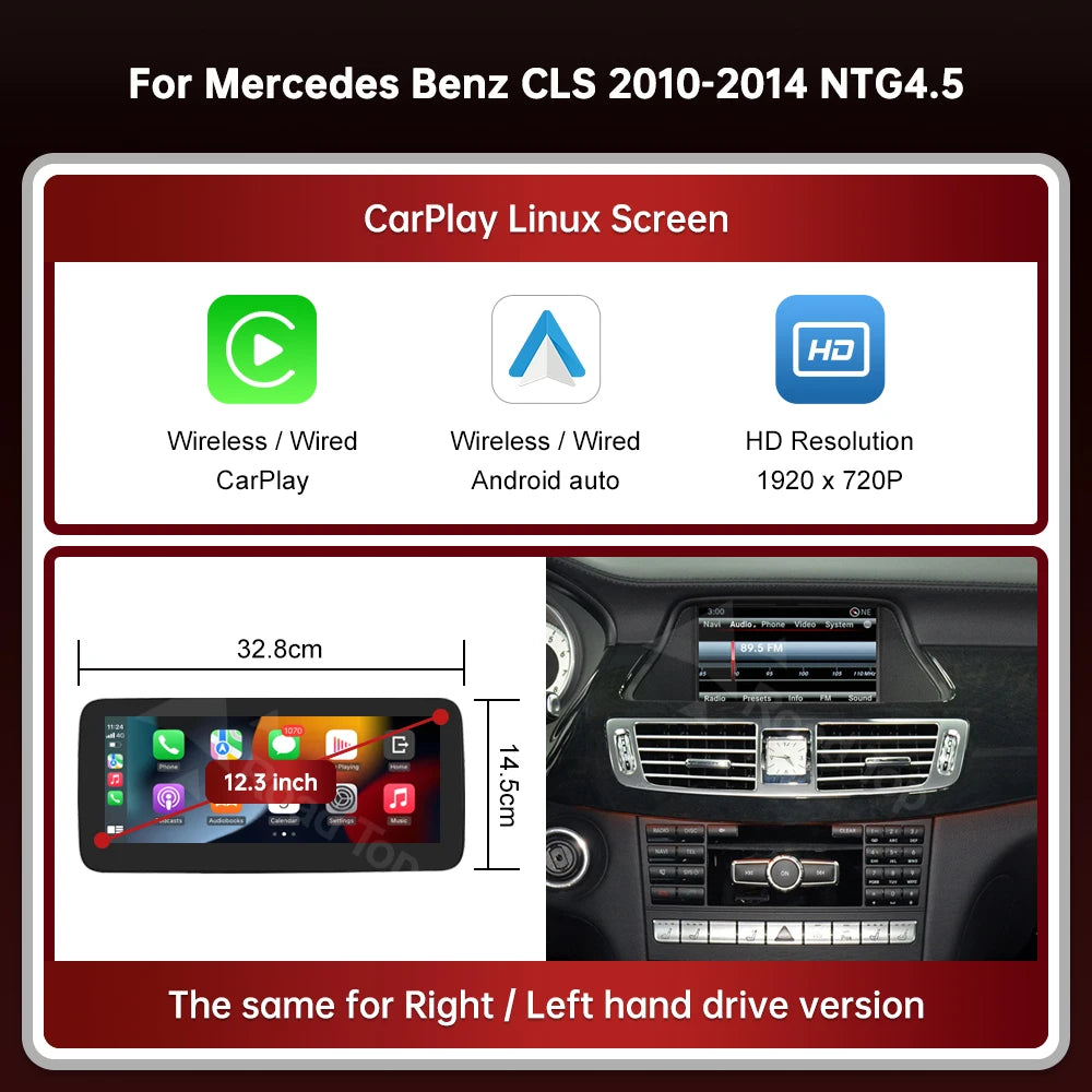 Wireless CarPlay & Android Auto Multimedia Touch Screen
For Mercedes‑Benz CLS W218 (2010–2018)