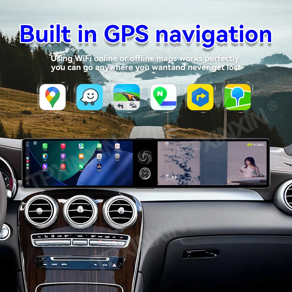 24.6 inch Android Screen Upgrade for Mercedes-Benz C-Class & GLC (2015-2021) - Wireless CarPlay & Android Auto