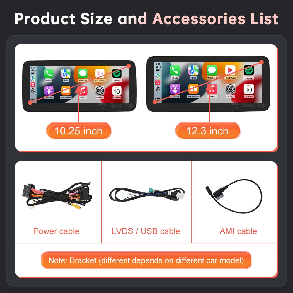 Mercedes Benz Wireless CarPlay Android Auto Multimedia Screen for NTG 4.5/ 4.7 Class W204 2011-2014