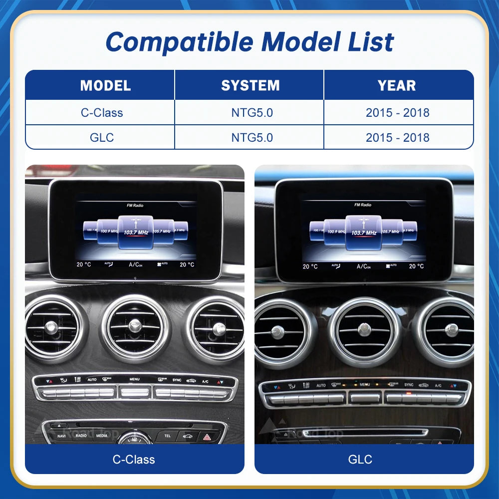 Mercedes Benz Wireless CarPlay Android Auto Multimedia Module for NTG 5.0 C Class W205/GLC X253/ GLC C253 Class