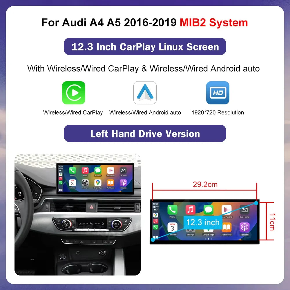 Audi A4/A5 2016-2019 Wireless CarPlay Android Auto Touch Screen (HighEnd MMI)