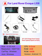 Wireless CarPlay Android Auto Touch Screen for Range Rover Evoque (2011-2018)