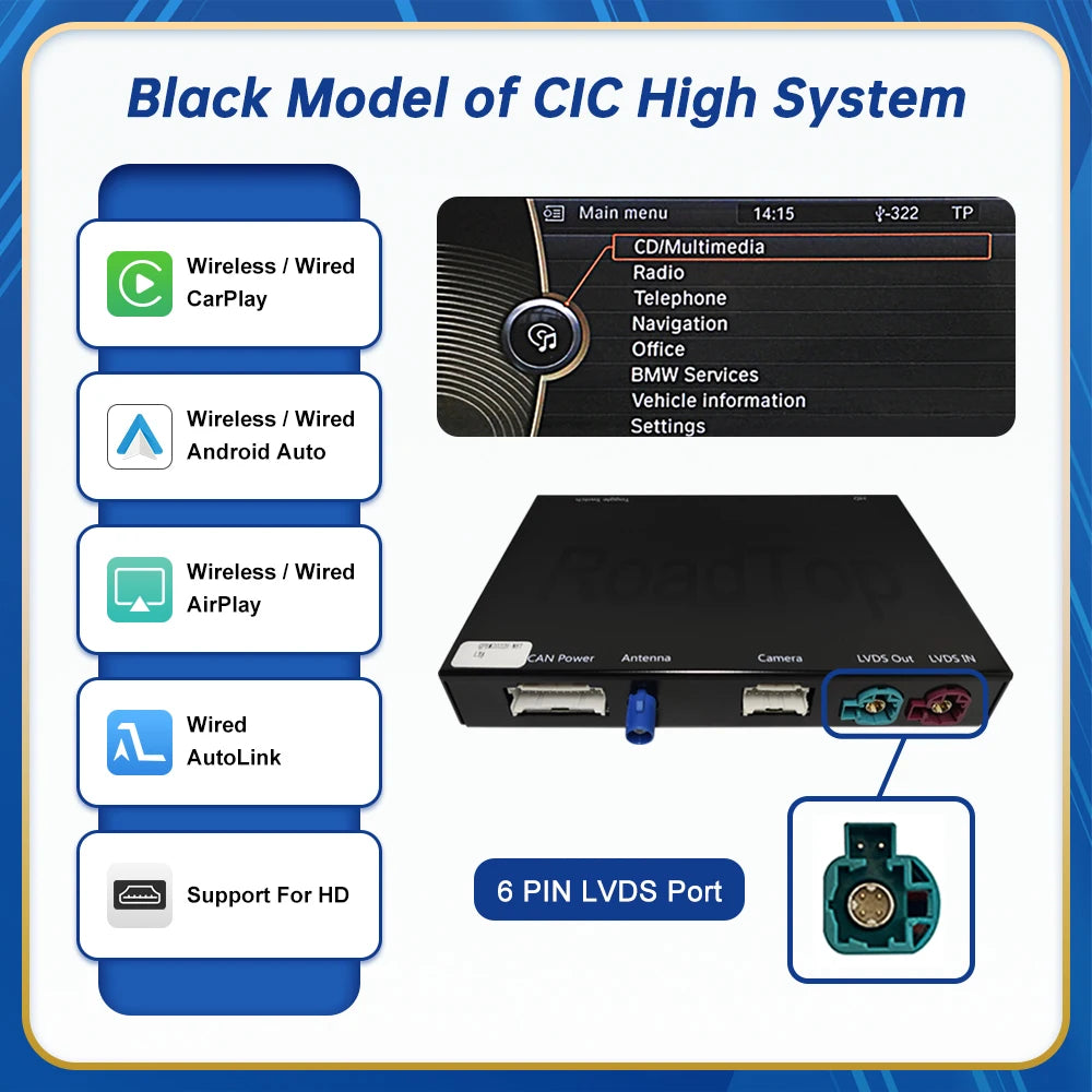 BMW Wireless CarPlay Android Auto Multimedia Module for NBT & EVO OS Series 1/2/3/4/5/7 & X1/X3/X4/X5/X6/i8