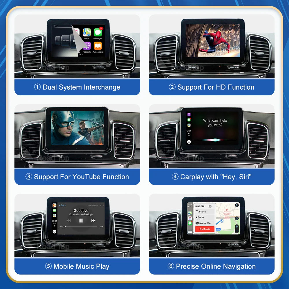 Mercedes Benz Wireless CarPlay Android Auto Multimedia Module for NTG 5.0 GLE Class W166/C292 GLS Class X166