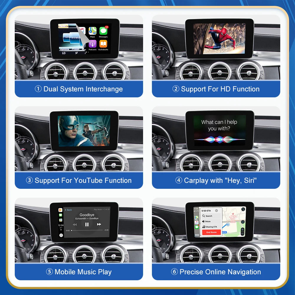 Mercedes Benz Wireless CarPlay Android Auto Multimedia Module for NTG 5.0 C Class W205/GLC X253/ GLC C253 Class
