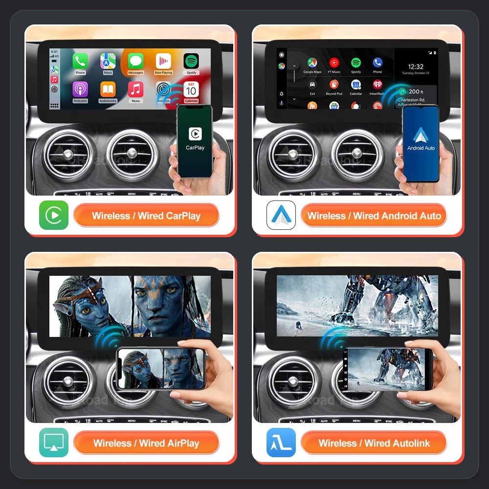 Mercedes Benz Wireless CarPlay Android Auto Multimedia Screen for NTG 5.0 C W205/GLC X253/ GLC C253 Class