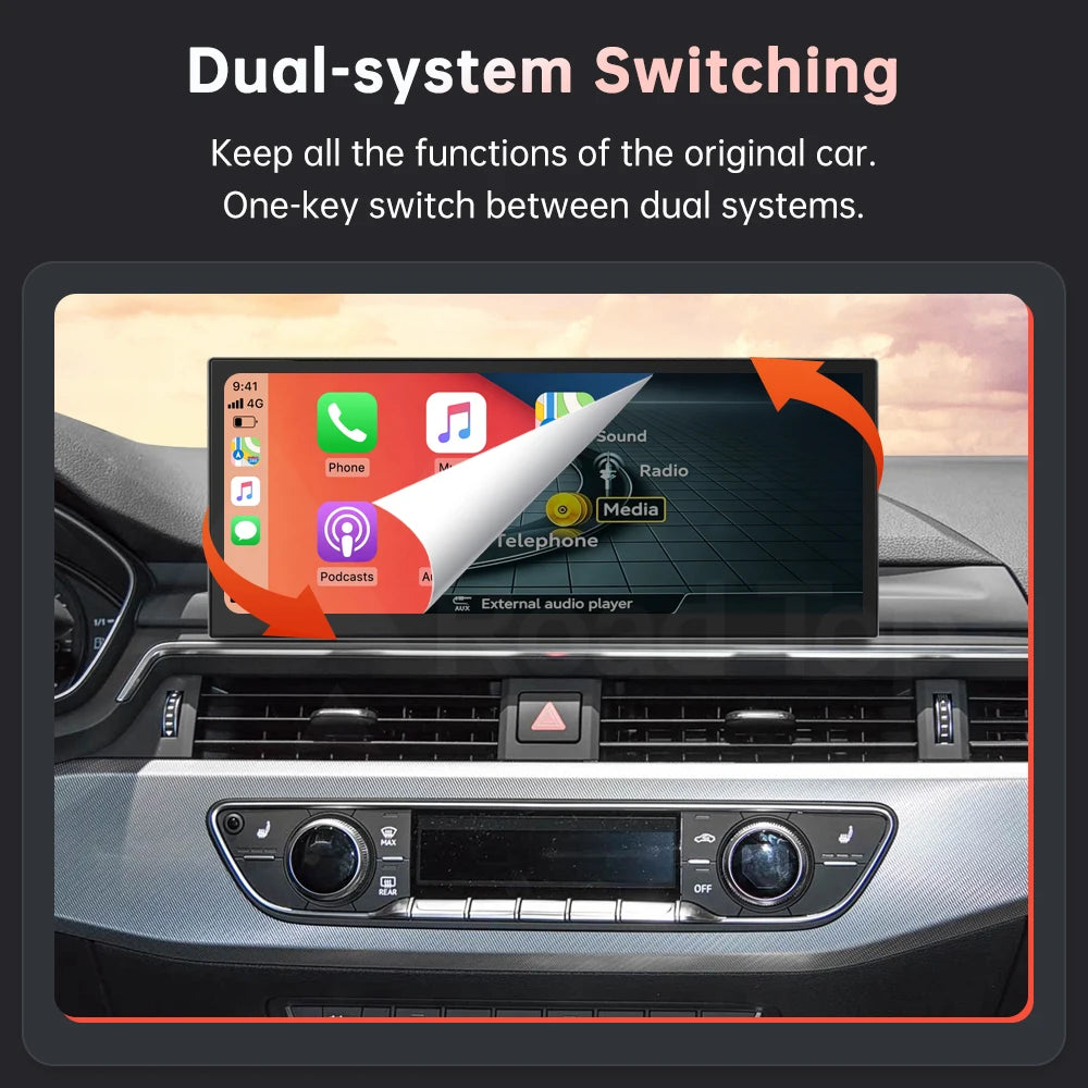 Touch Screen Display For Audi A4 A5 2016-2019 B9 — Wireless CarPlay/Android Auto(LowEnd)