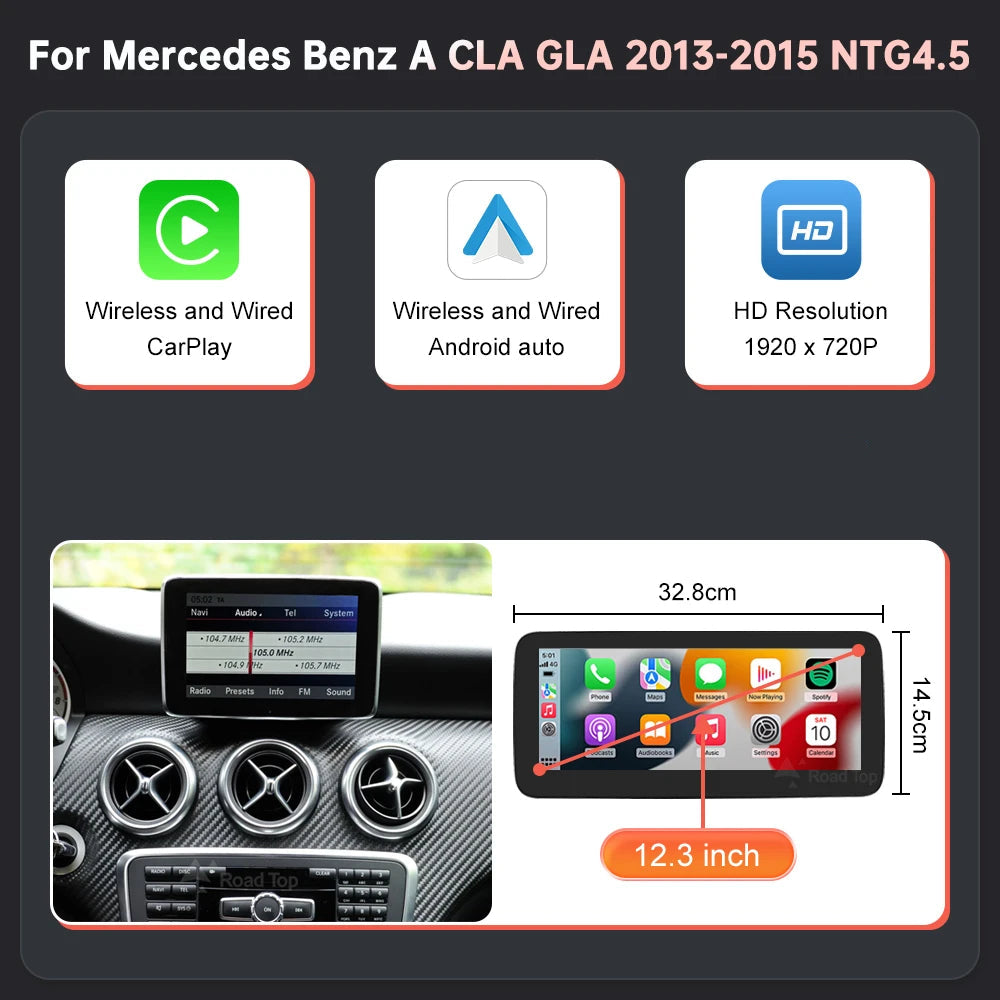 Wireless CarPlay Android Auto Touch Screen for Mercedes-Benz A/B/CLA/GLA (2013-2015)