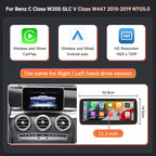 Mercedes Benz Wireless CarPlay Android Auto Multimedia Screen for NTG 5.0 C W205/GLC X253/ GLC C253 Class