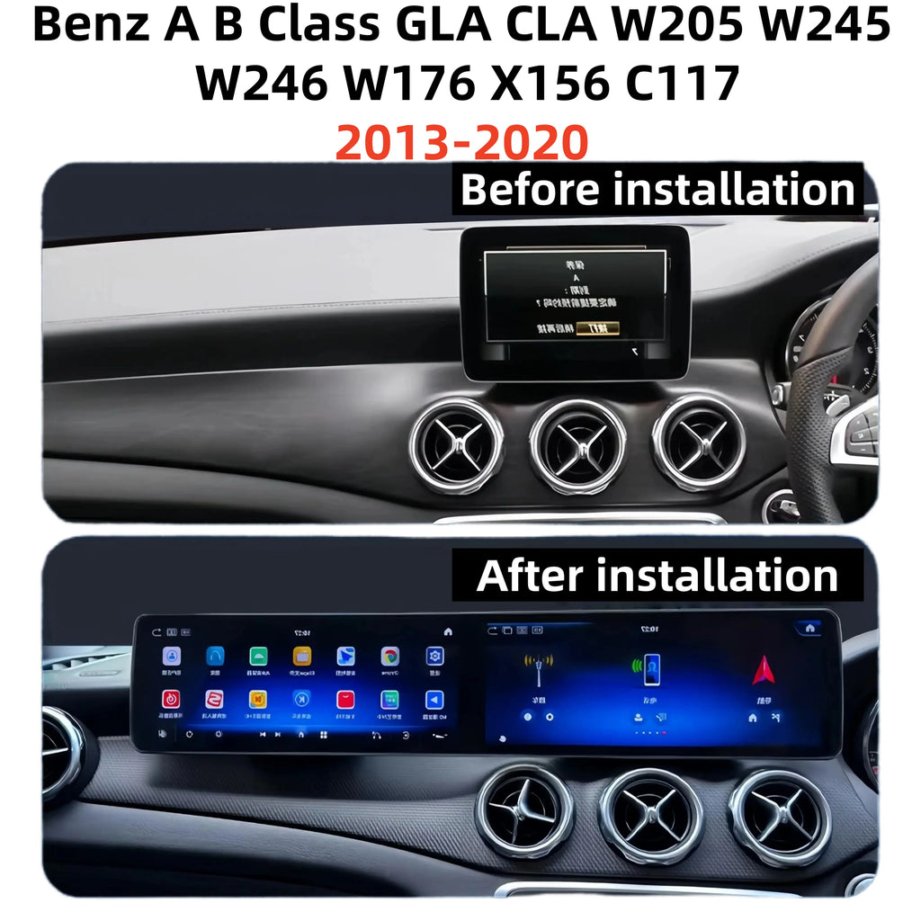 25.6” Android 14 Touchscreen for Mercedes A/B/C/GLA/CLA (2013–2020) – Wireless CarPlay & Android Auto