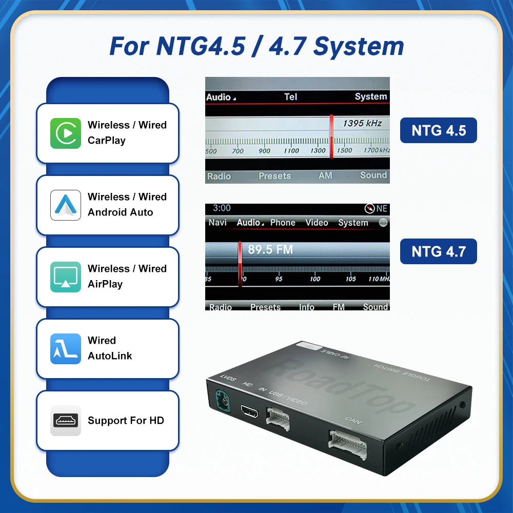 Mercedes Benz Wireless CarPlay Android Auto Multimedia Module for NTG 4.5/4.7 Multi compatibility