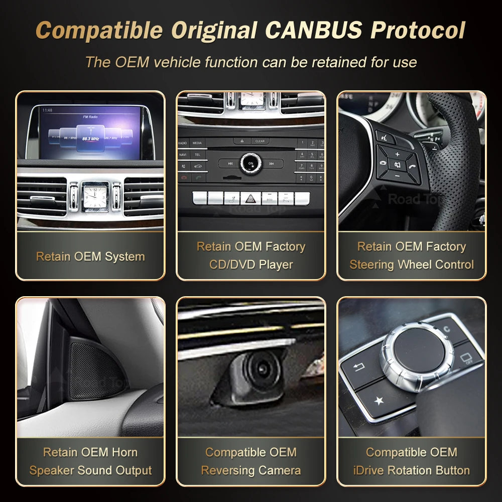 Wireless CarPlay Android Auto Touch Screen for Mercedes‑Benz E Class (2009‑2016)