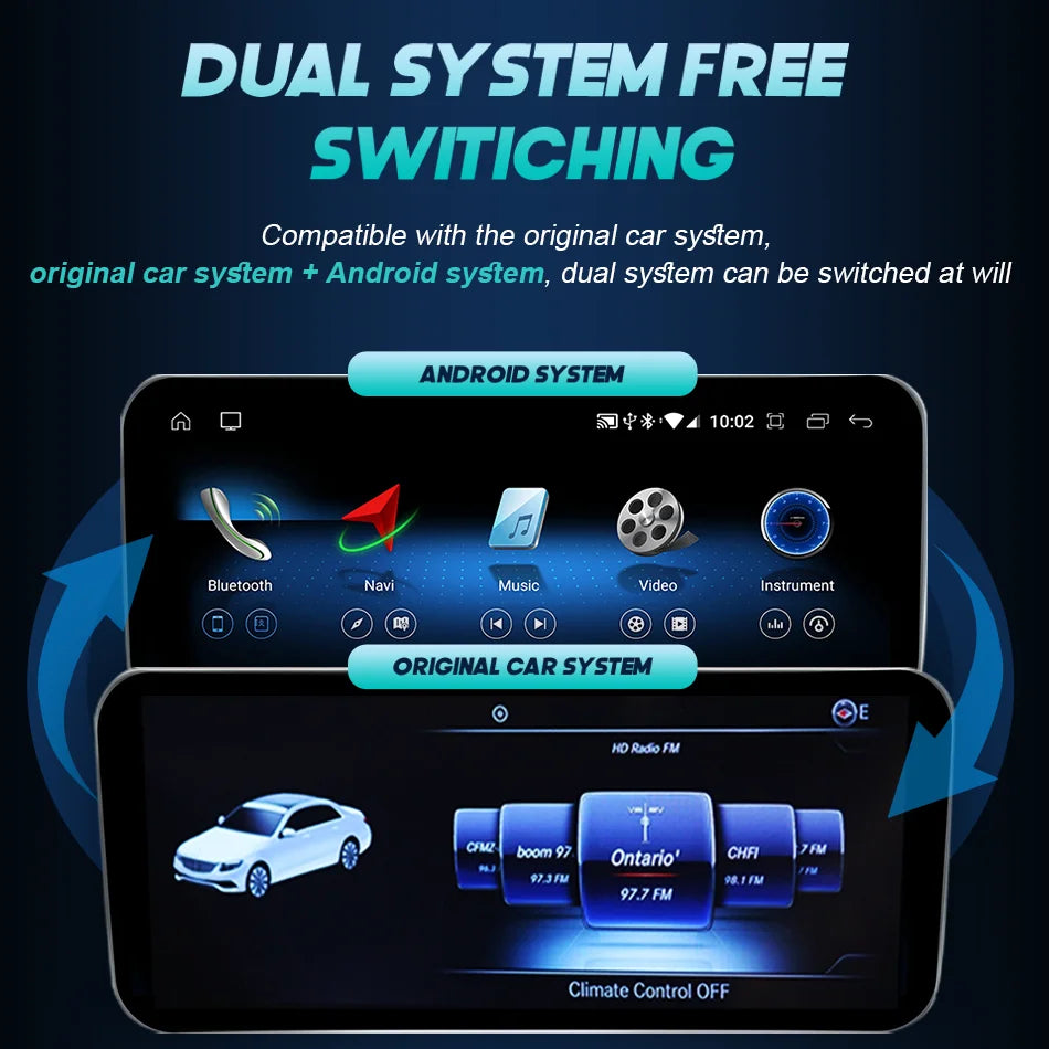 Wireless CarPlay & Android Auto (Android Touch Screen)For Mercedes-Benz C & GLC Class 2014–2019