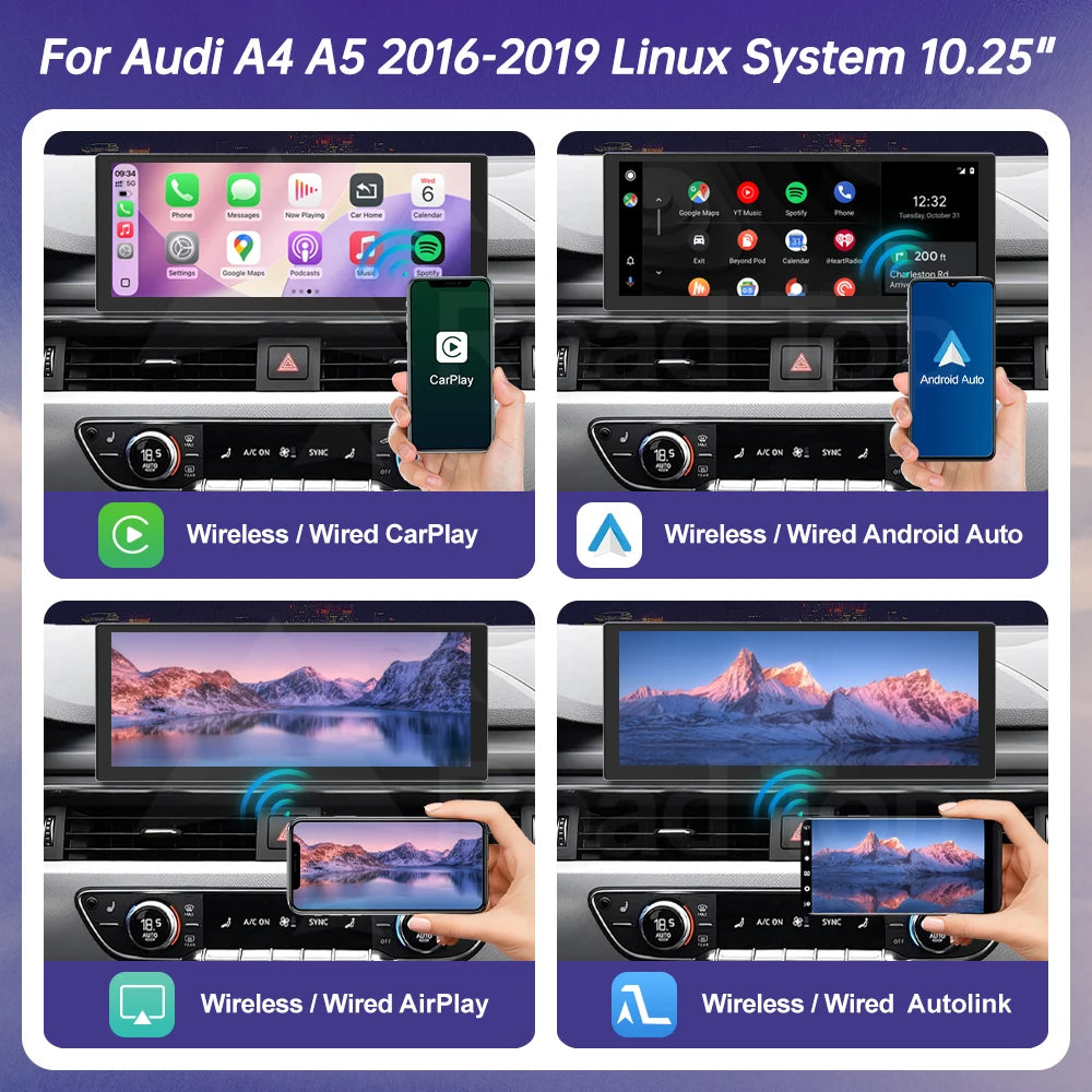 Audi A4/A5 2016-2019 Wireless CarPlay Android Auto Touch Screen (HighEnd MMI)